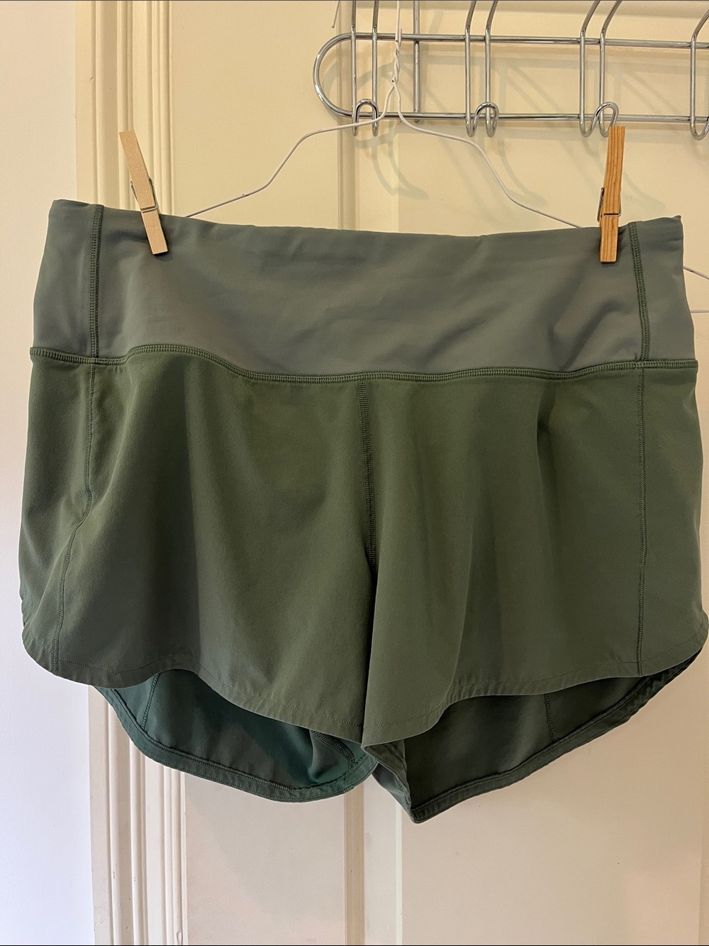 lululemon athletica Olive Green Two-Tone Running Shorts